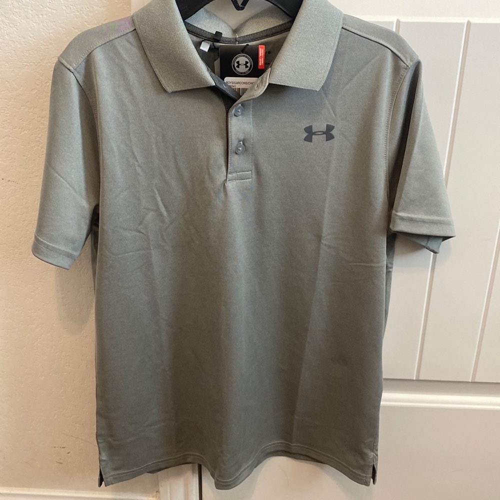 Boys UA gray polo
